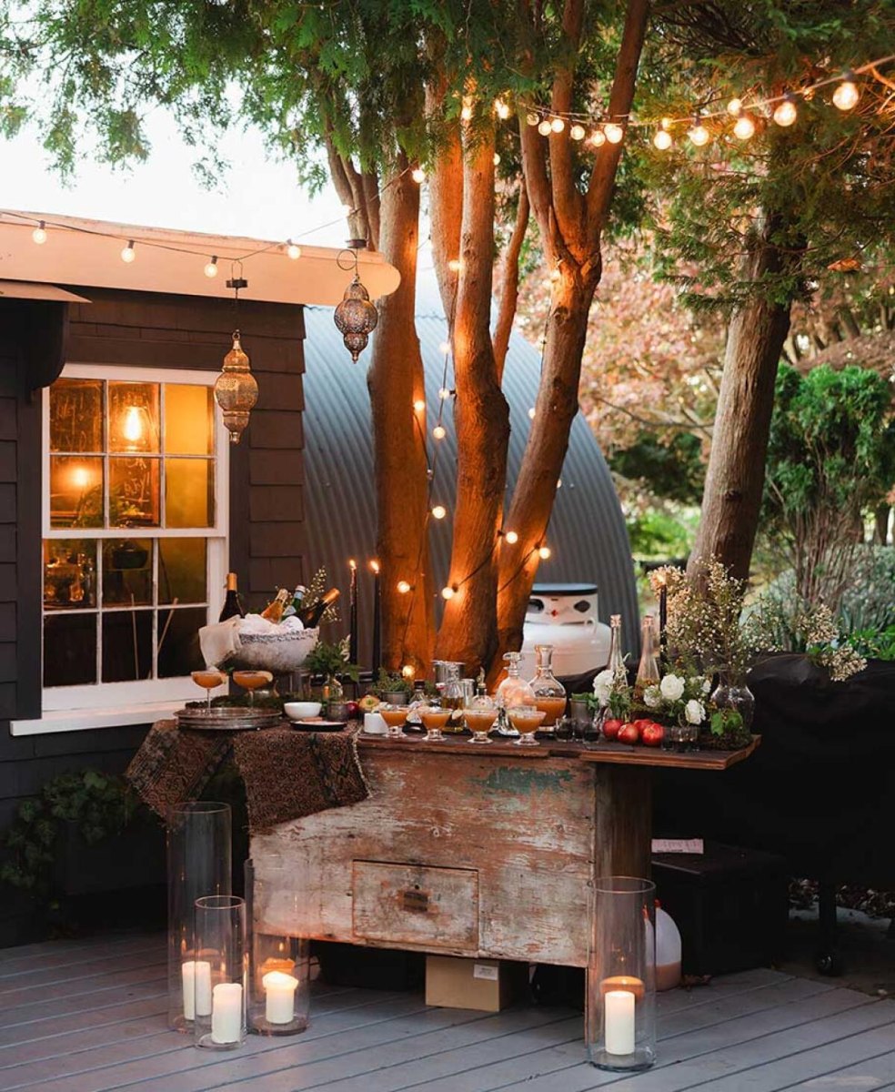 Backyard wedding cocktail corner