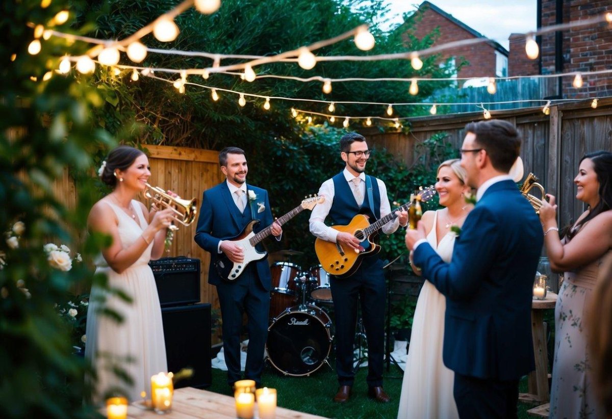 Backyard wedding entertainment setup