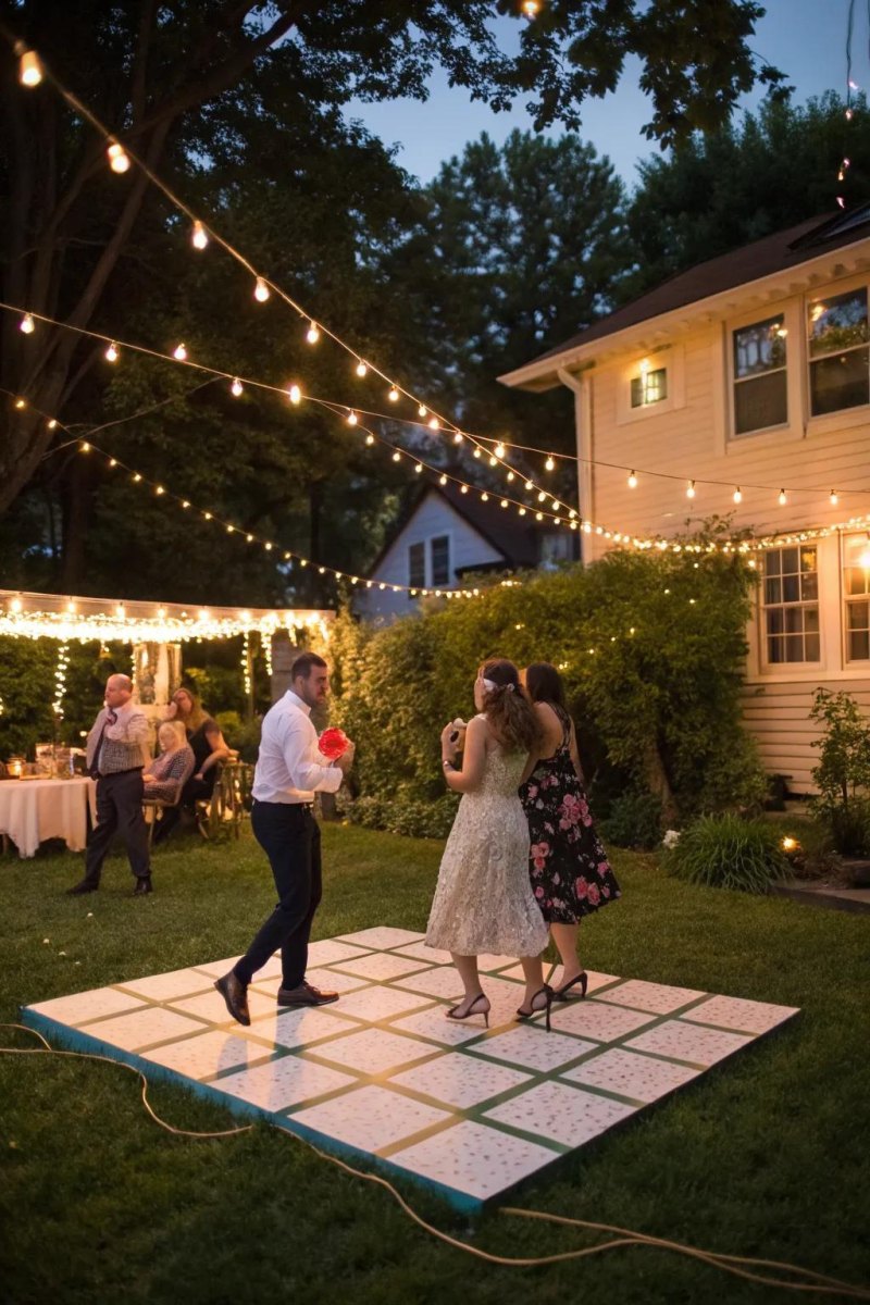 Backyard wedding outdoor party area