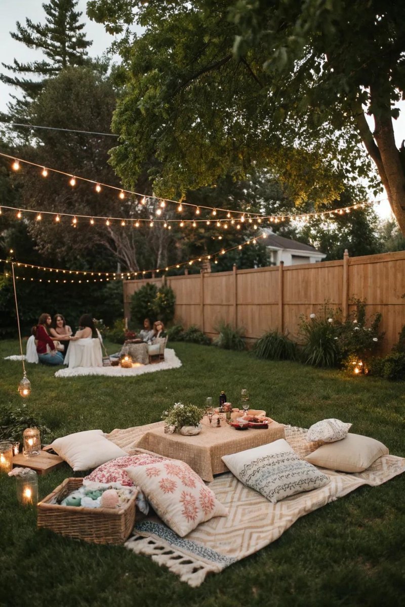 Backyard wedding picnic reception