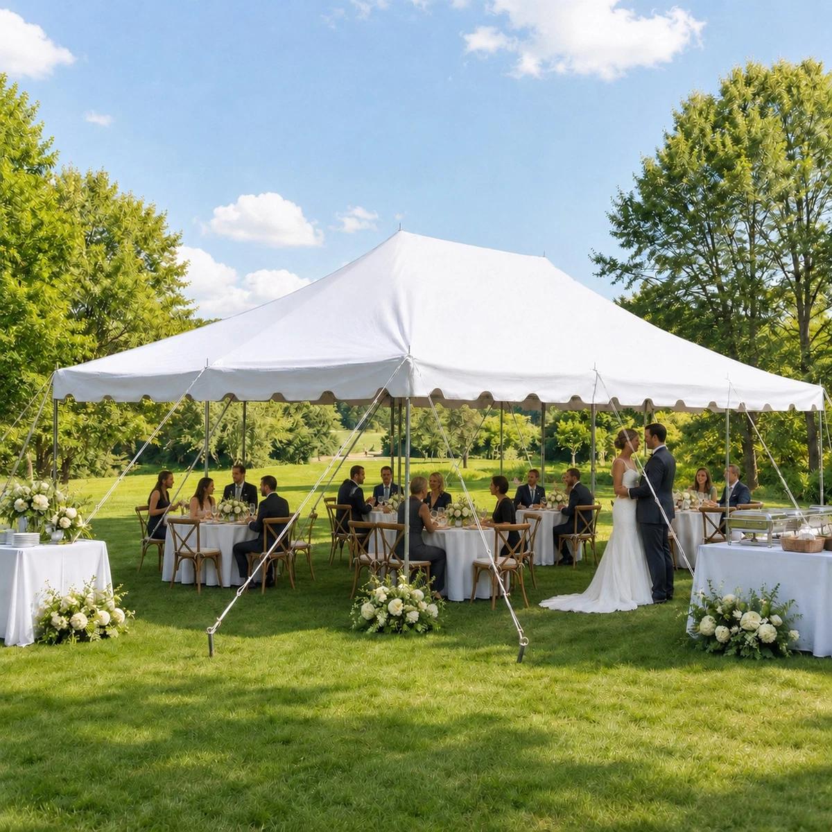 Backyard wedding tent weather protection