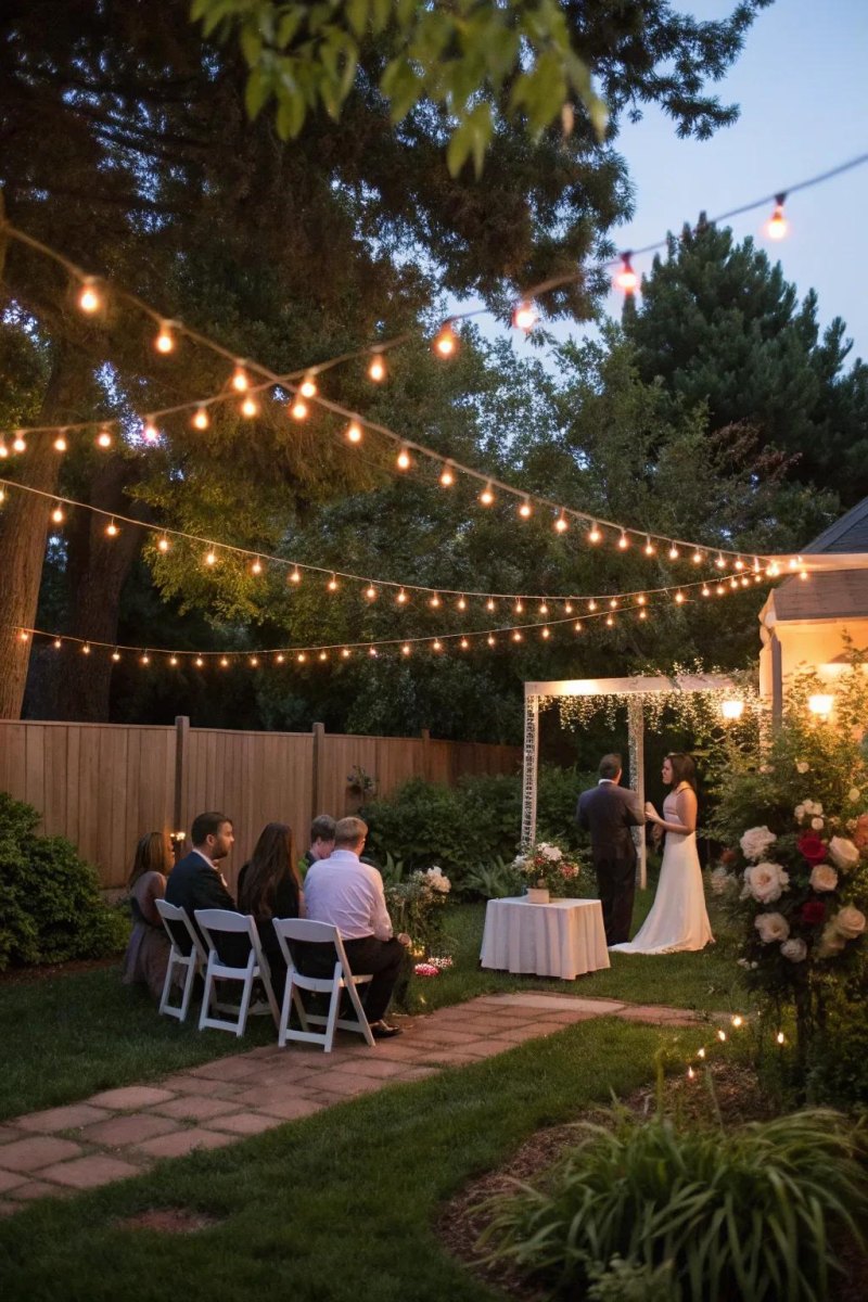 String light backyard wedding