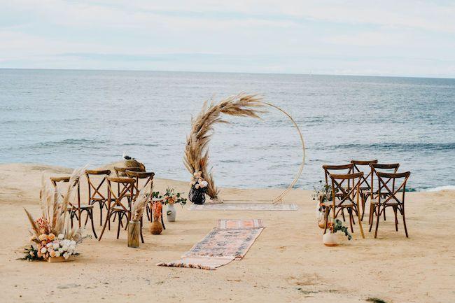 beach micro wedding ceremony setup