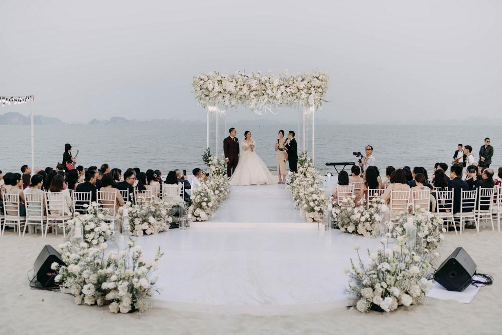 Beach wedding ceremony ocean view