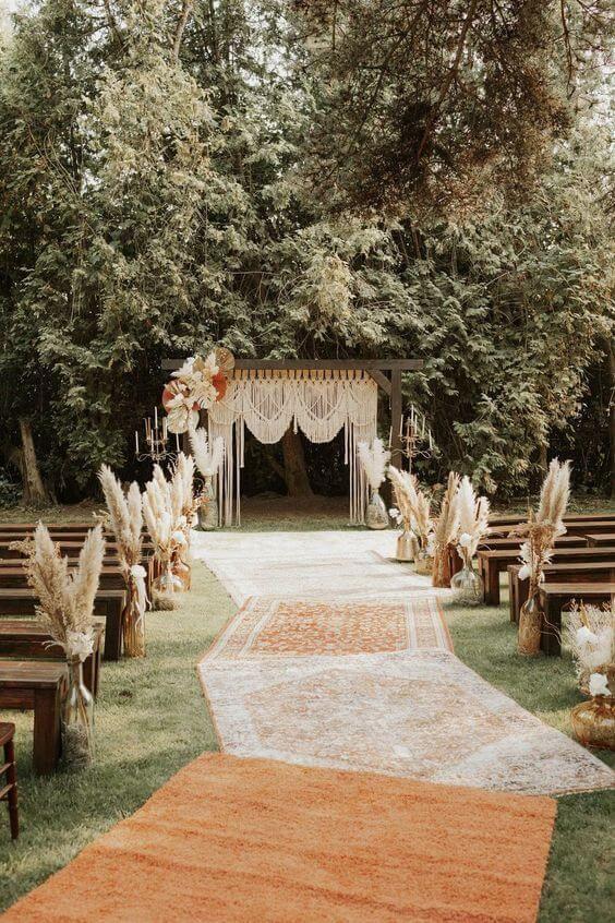 Bohemian garden wedding ceremony