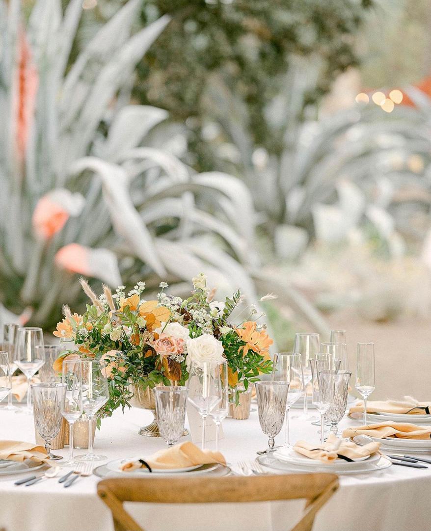 Botanical centerpiece on reception table