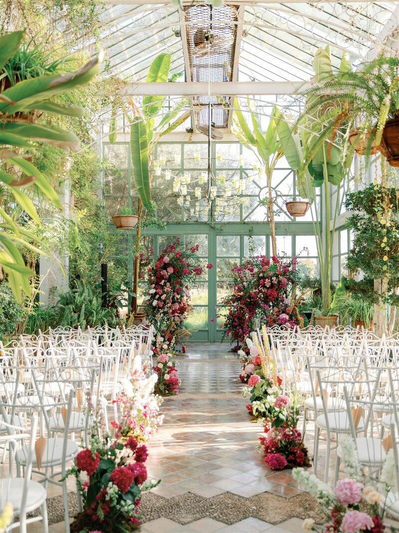 Botanical garden wedding ceremony flowers