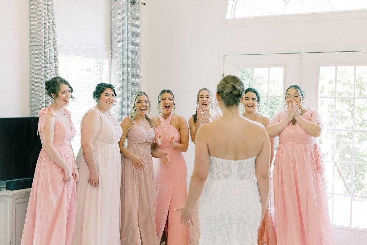 Bridesmaid dress reveal moment