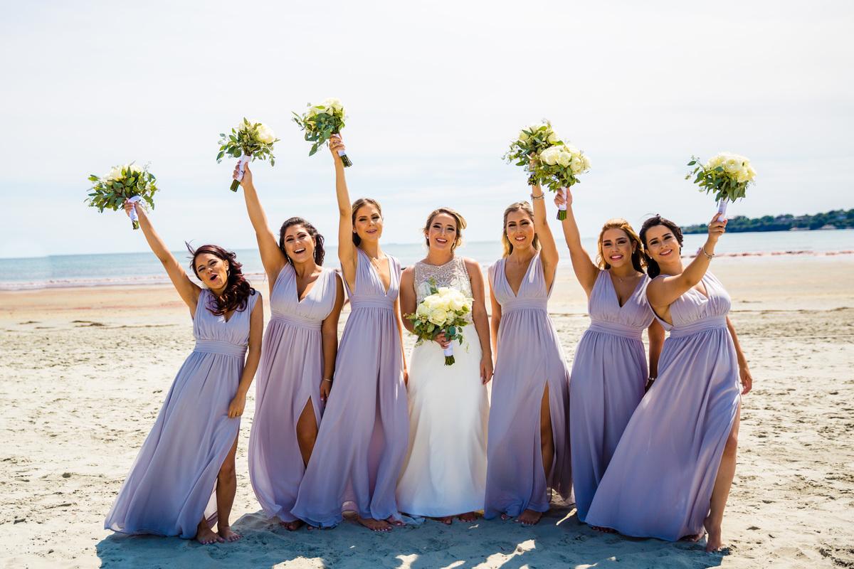 Bridesmaids beach wedding