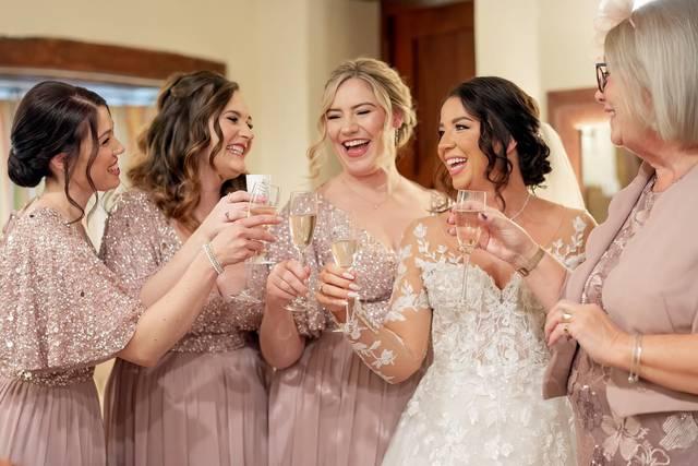Bridesmaids champagne toast