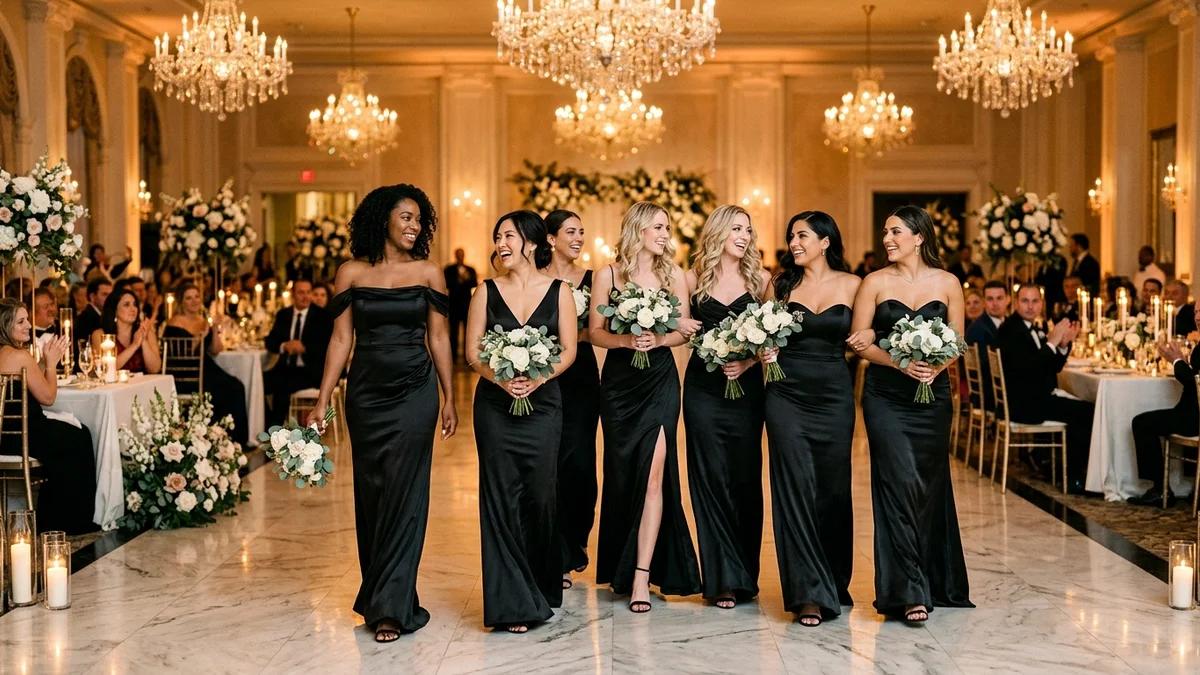Bridesmaids black dresses