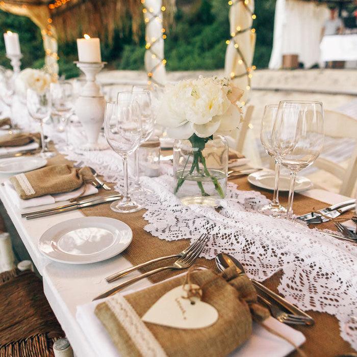 Burlap and lace wedding details