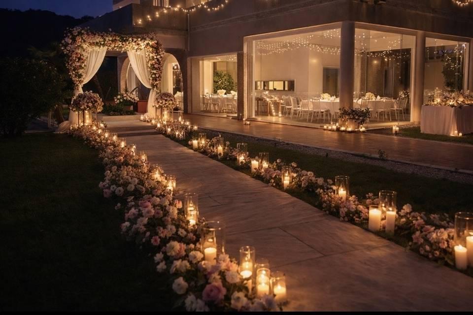 Candle Wedding Reception Decor Ideas Seen From the Altar