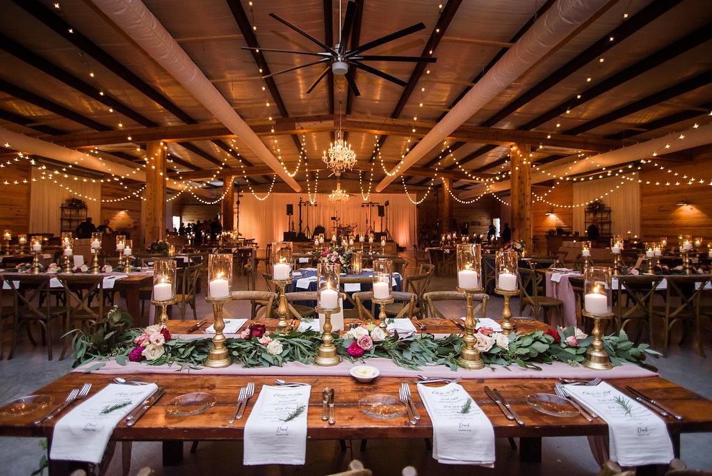 Candlelit rustic reception