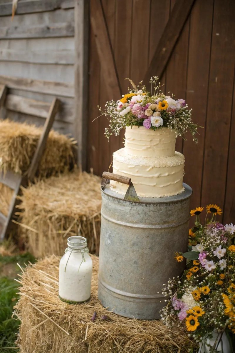 Rustic country wedding cake display