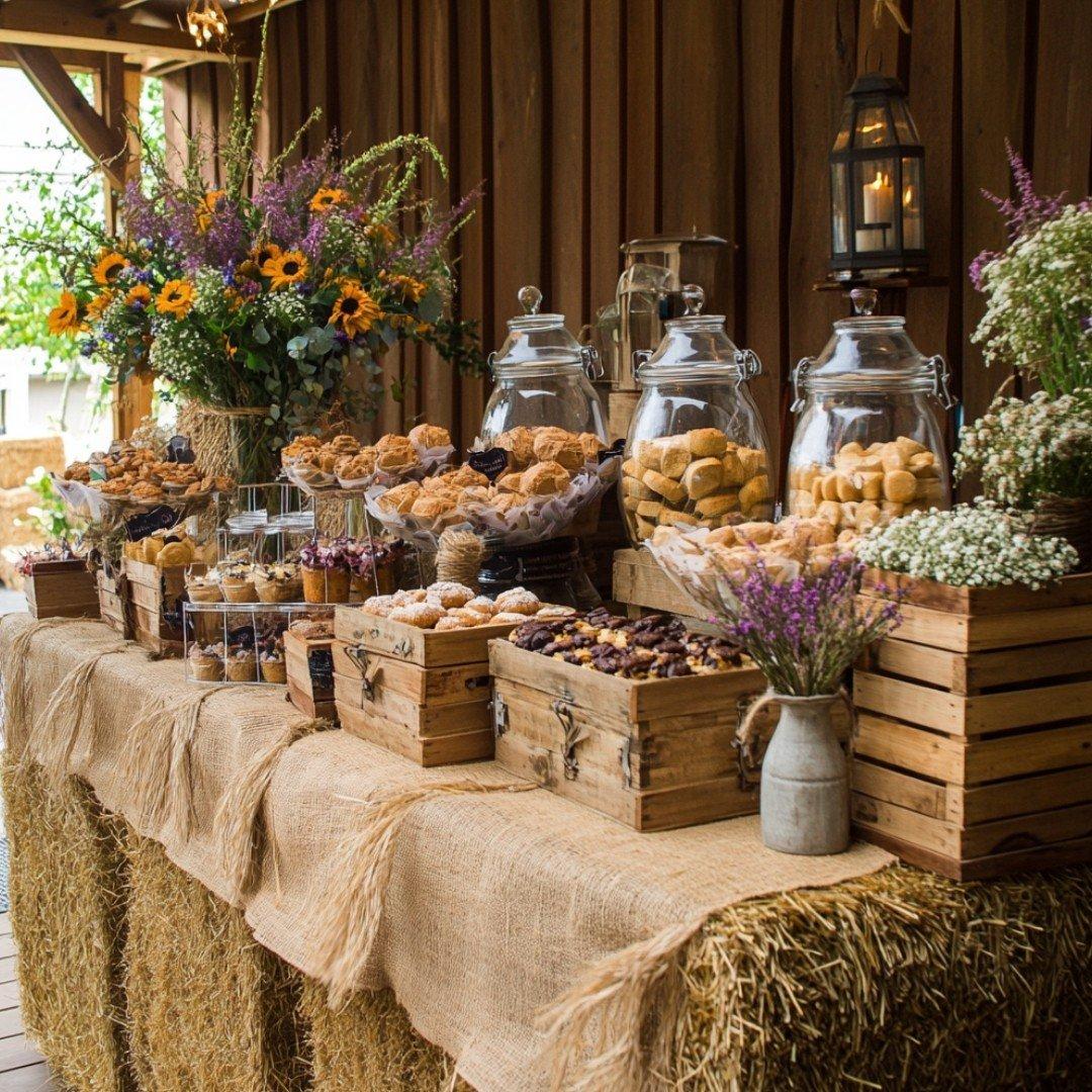 Country wedding dessert table