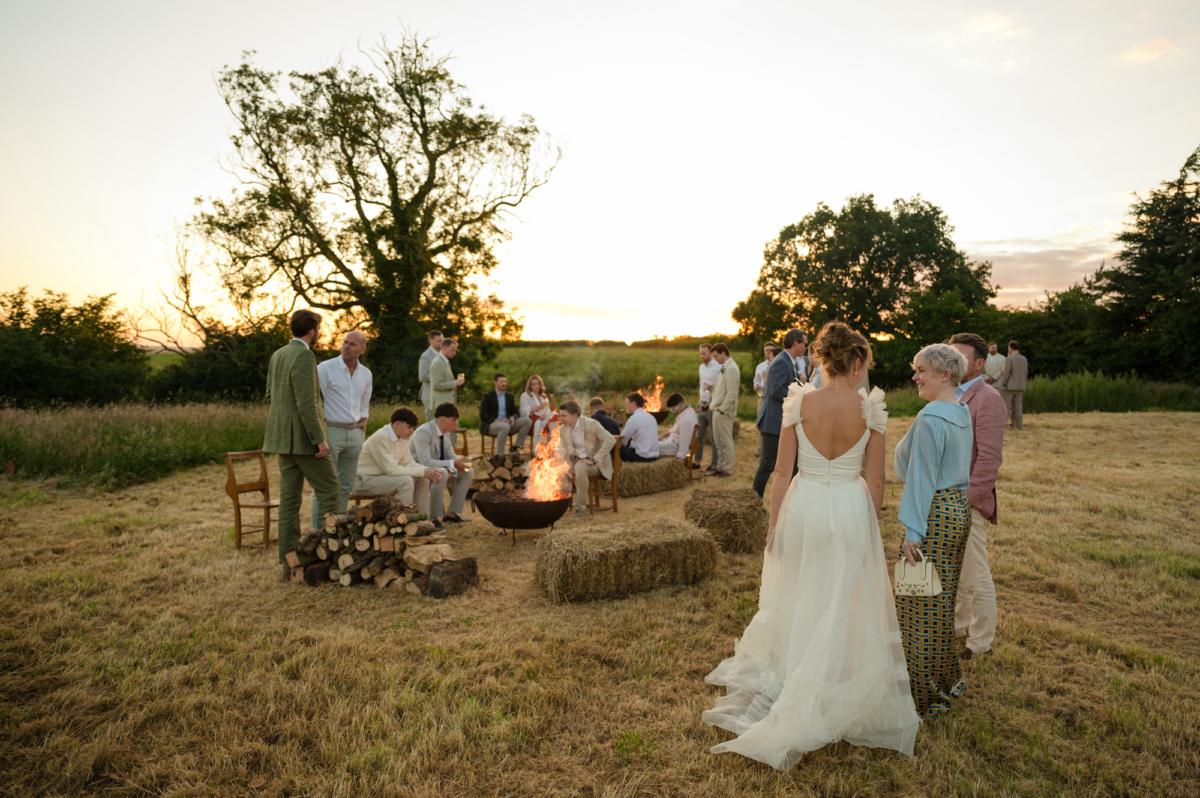 Fire pit wedding reception area
