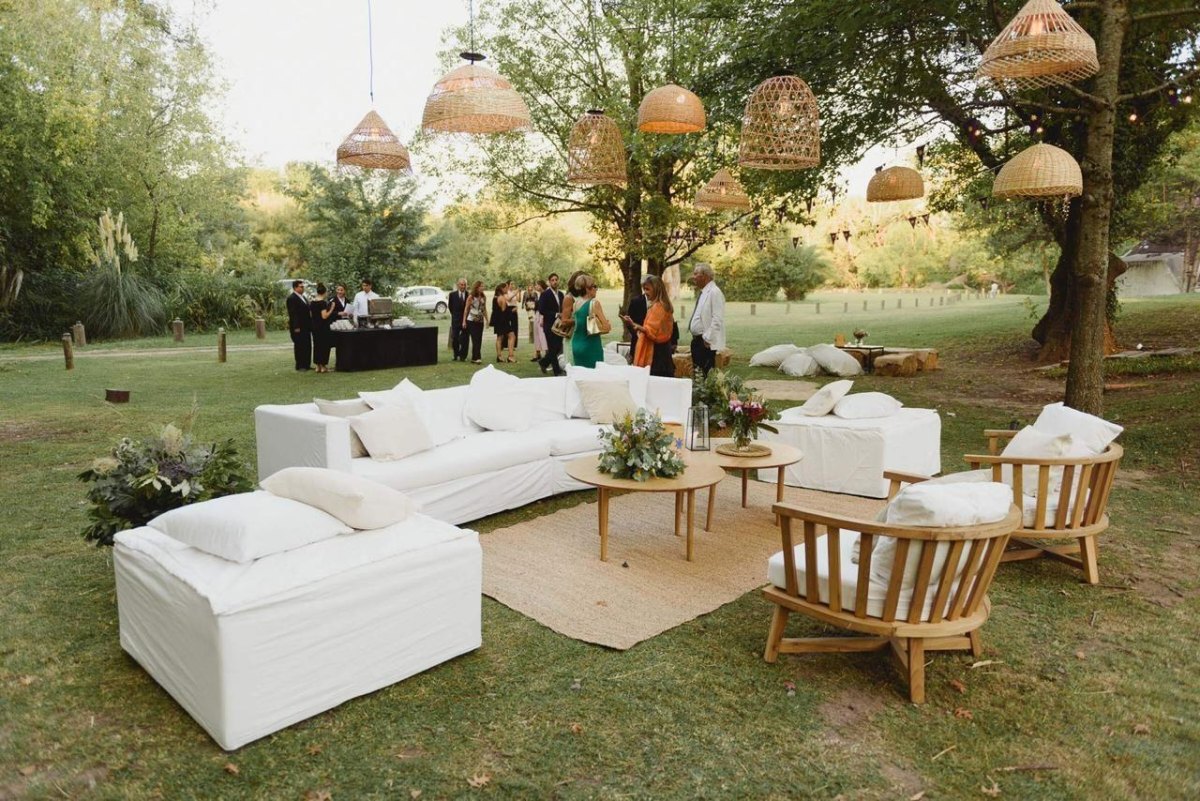 Outdoor wedding lounge seating area