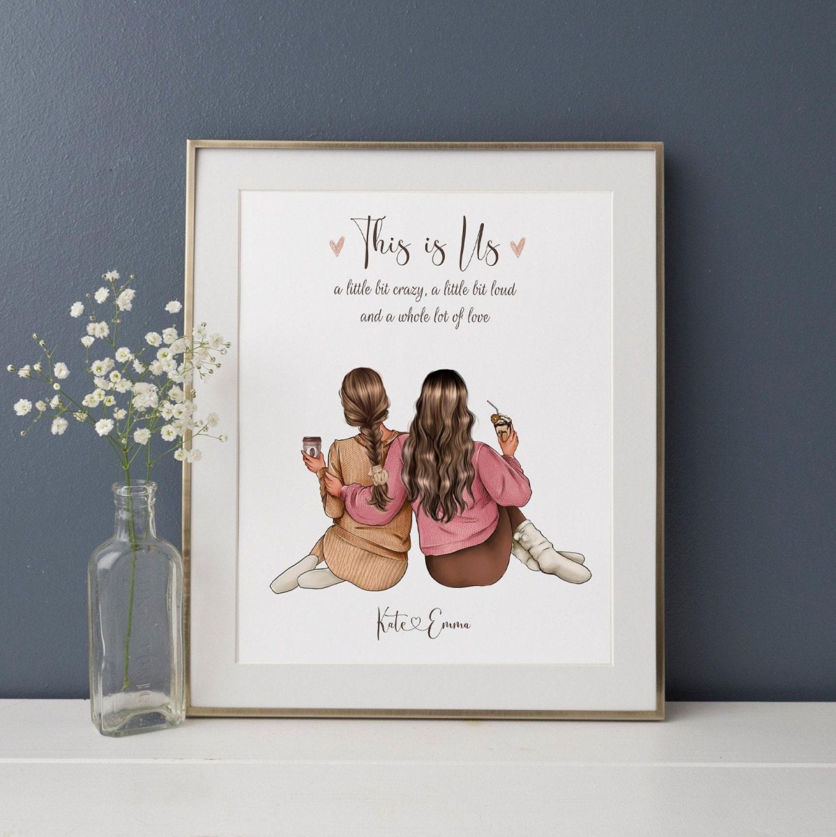 Custom bride bridesmaid illustration gift