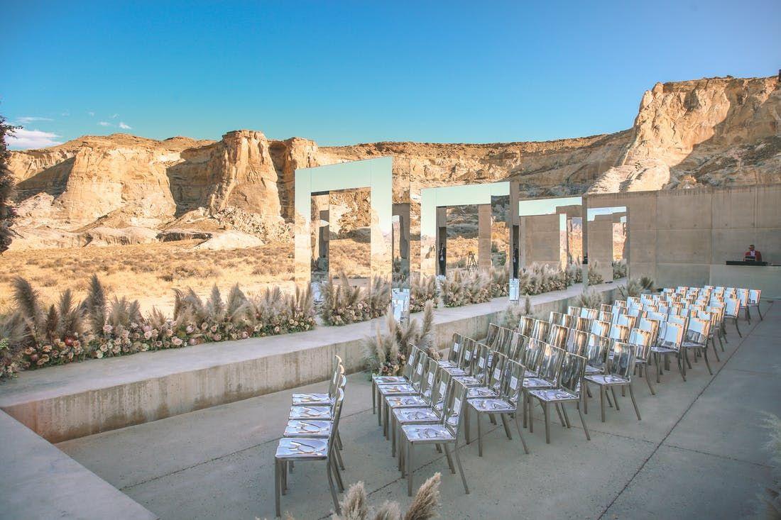 Desert wedding ceremony sunset landscape