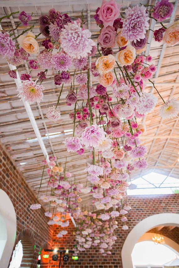 Hanging floral wedding installation