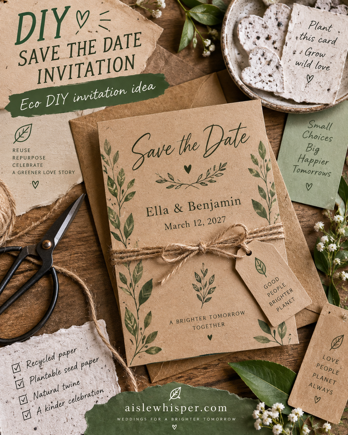 Tropical DIY save date invitation design