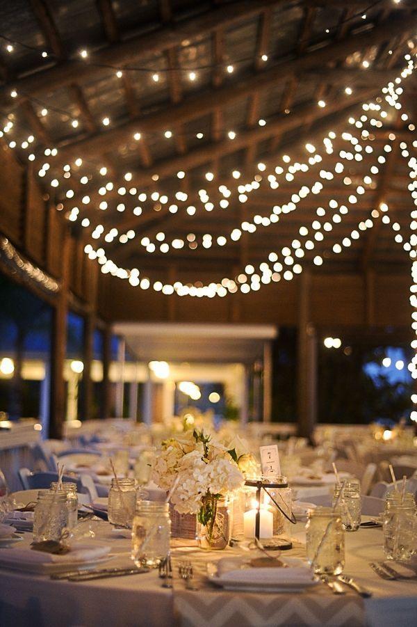 String lights wedding reception decor
