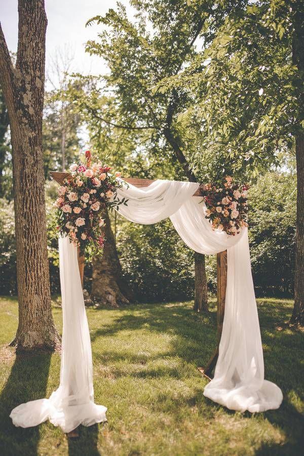 DIY backdrop for backyard wedding ceremony
