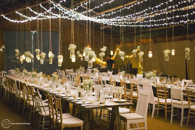 DIY wedding reception lighting