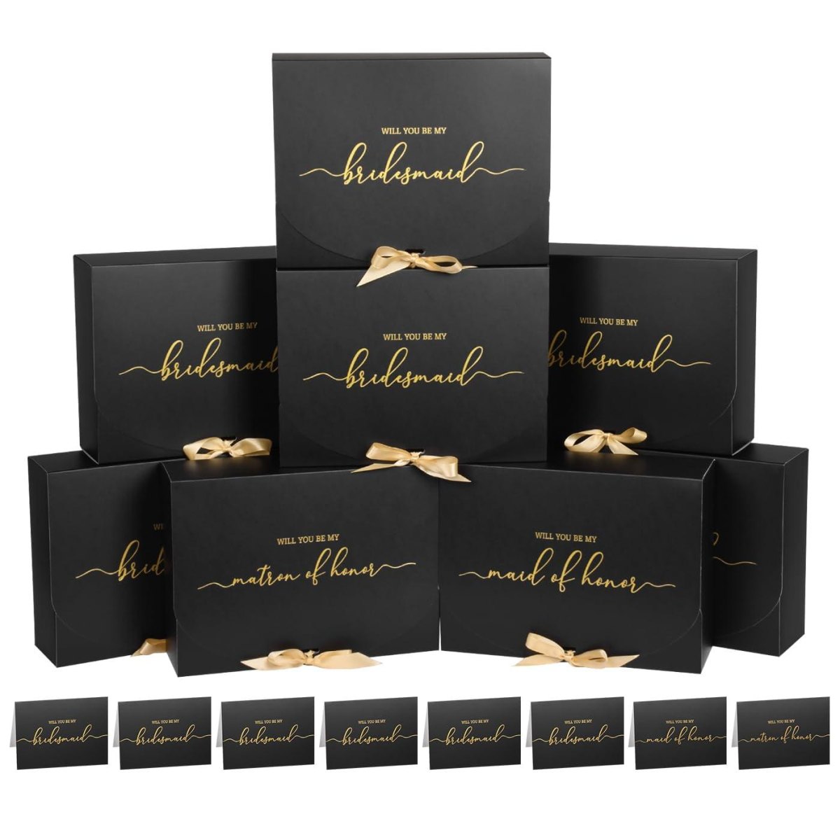 Black and gold bridesmaid gift box