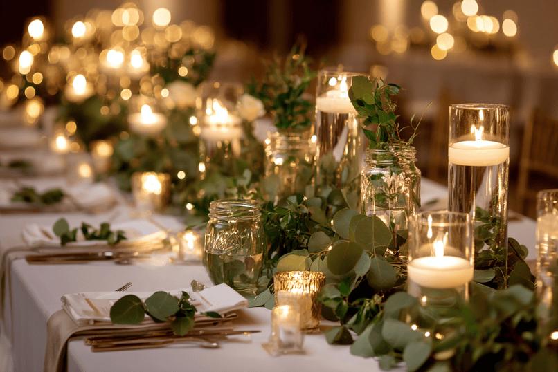 Elegant candle wedding reception decor
