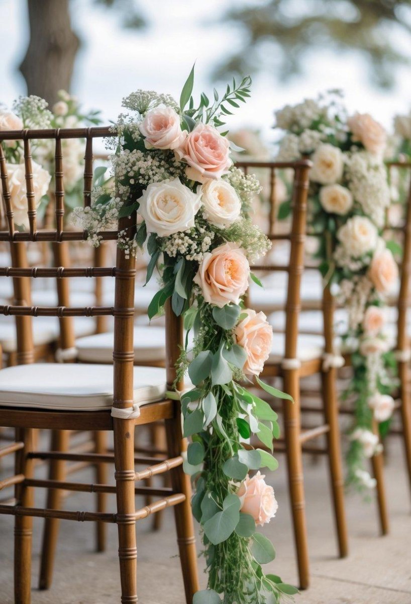 Decorated outdoor wedding chairs