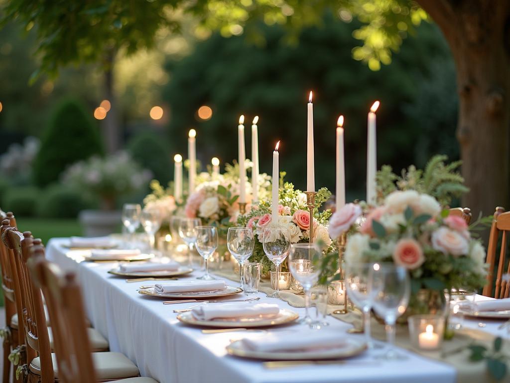 Elegant garden wedding tablescape