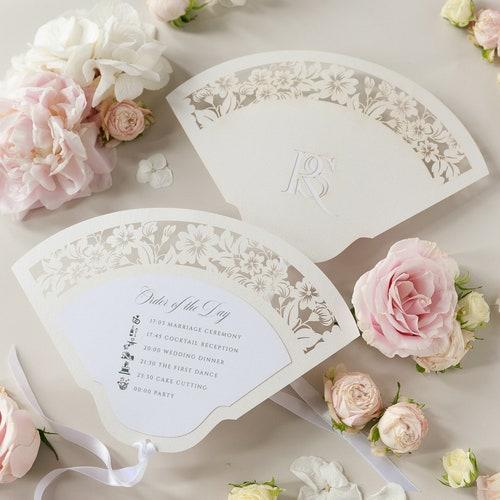Elegant lace wedding program fan
