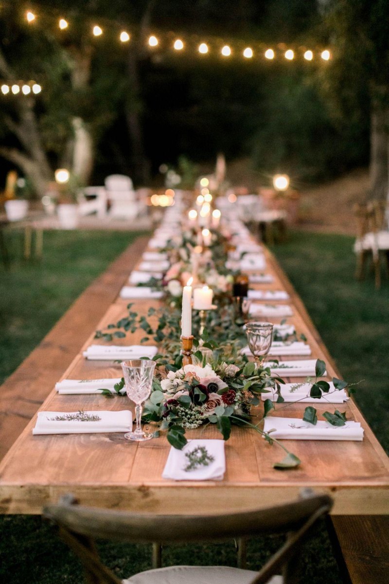 Elegant backyard wedding dining tablescape