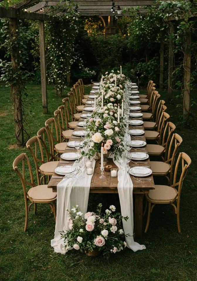 Elegant outdoor wedding reception table