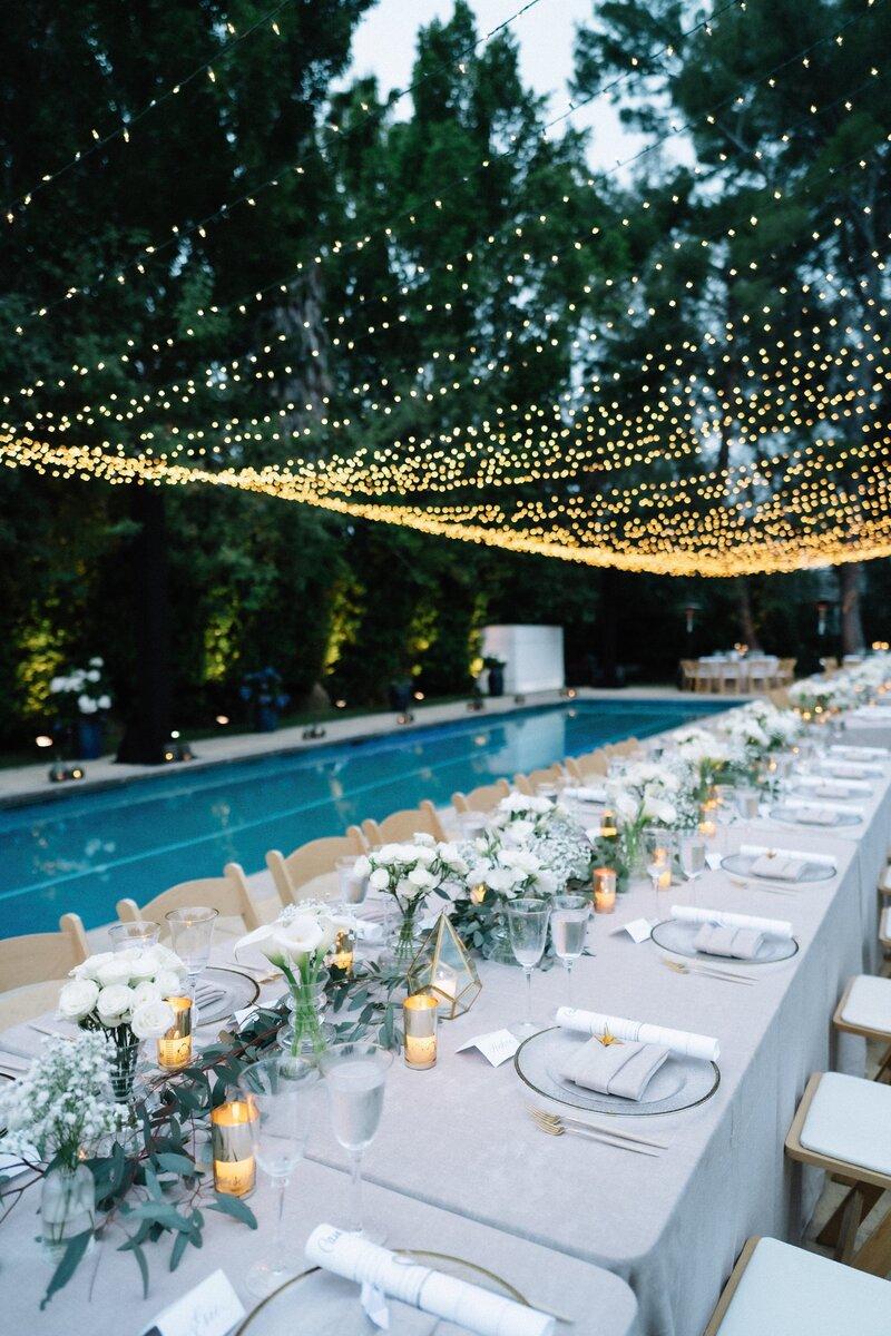Elegant poolside backyard wedding celebration