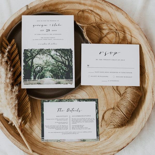 Wedding invitation with outdoor details