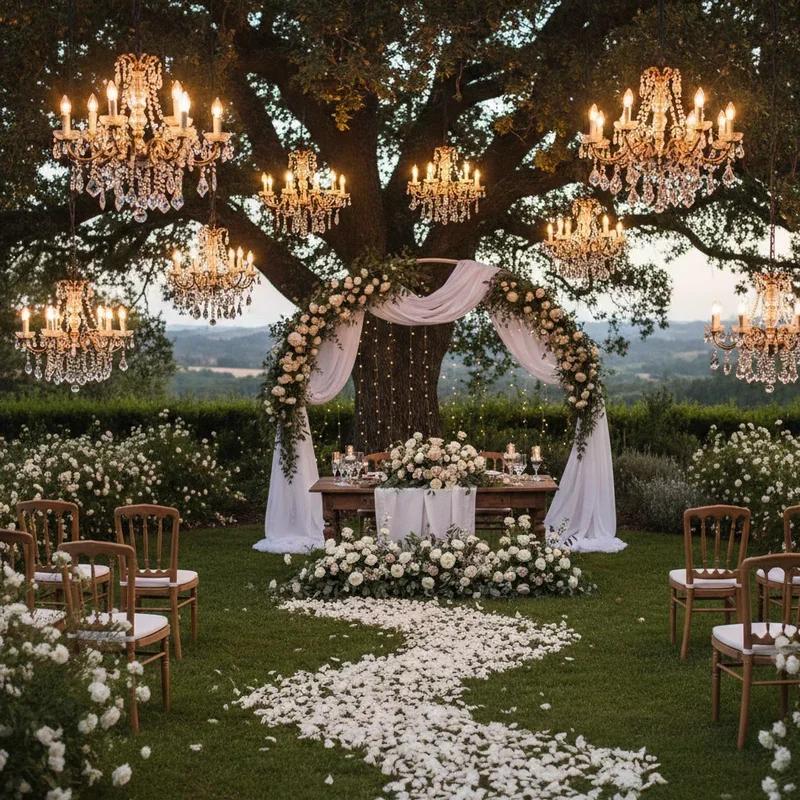 Fairy tale garden wedding setting