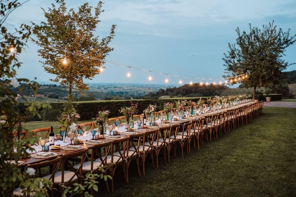 Farm table wedding reception