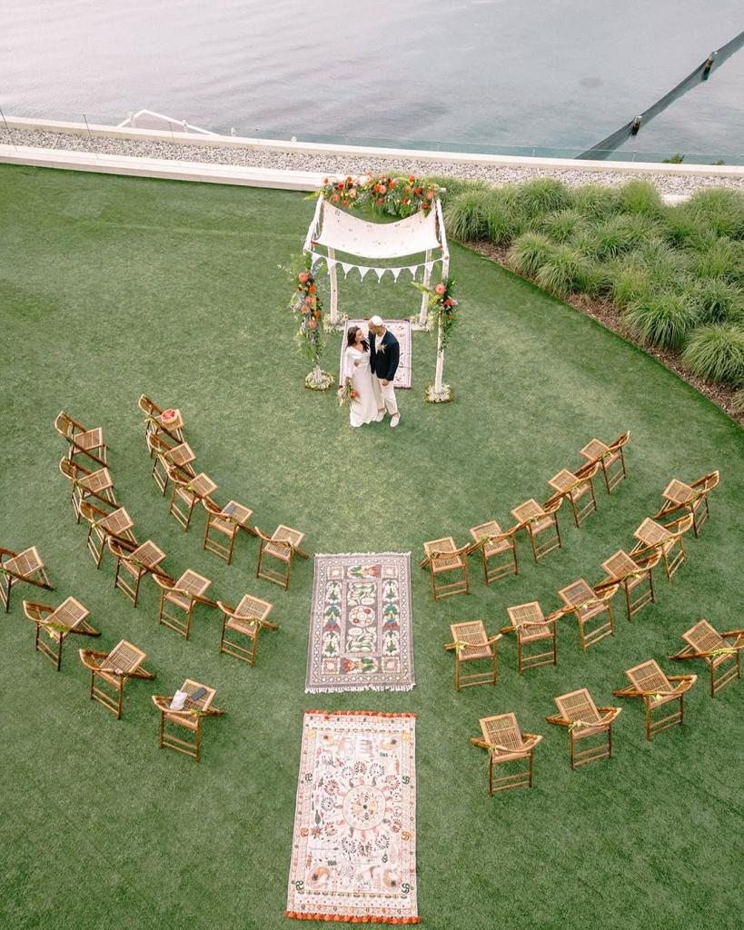 floral arch micro wedding ceremony