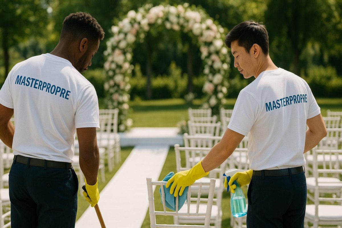 Wedding reception cleanup after event