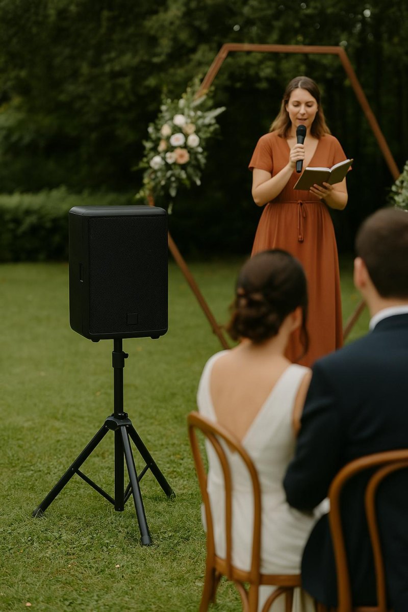Outdoor wedding microphone and speakers