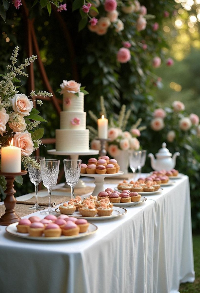 Garden dessert table decor