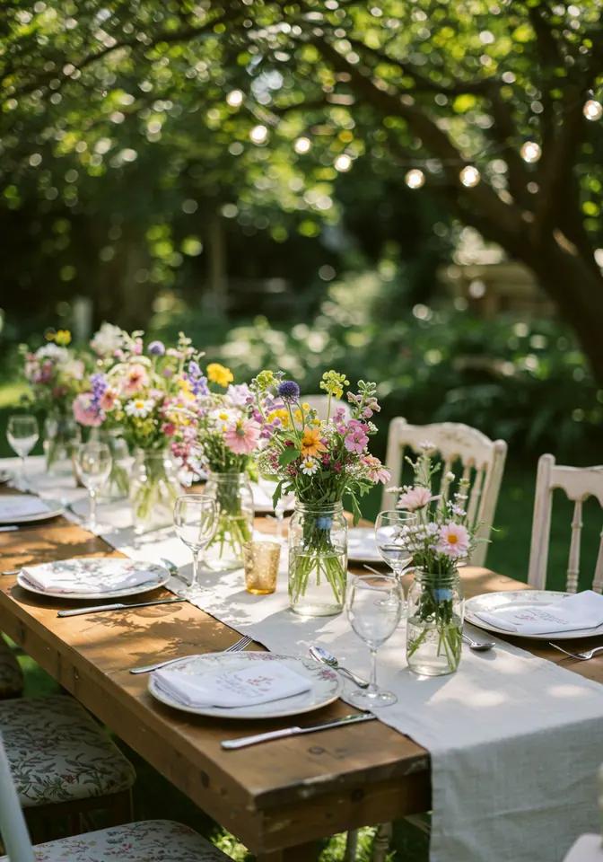 Garden wedding centerpiece with flowers
