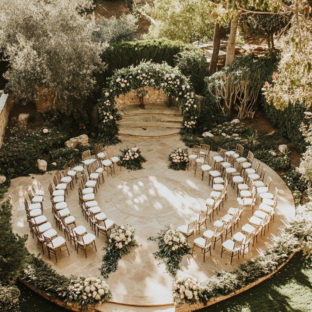 garden micro wedding ceremony setup