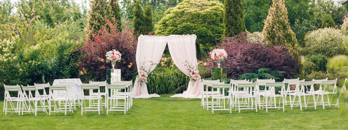 Garden party backyard wedding ceremony