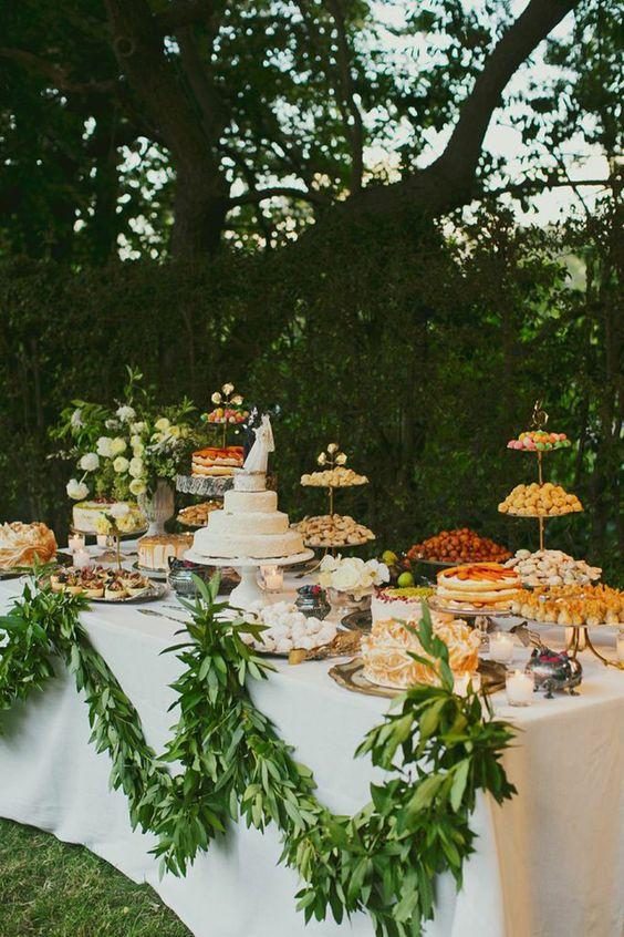 Garden wedding dessert table