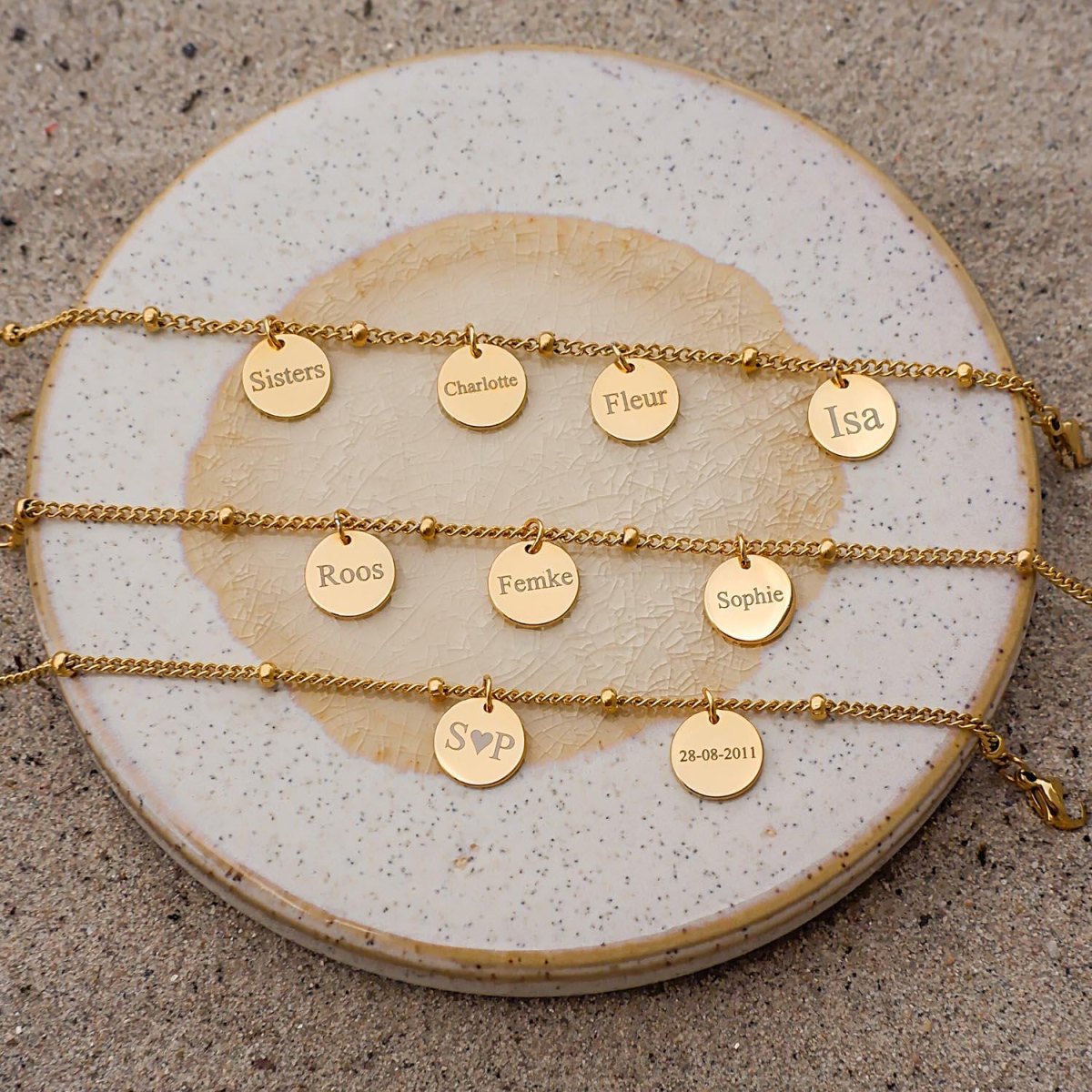 Gold disc bracelet gift