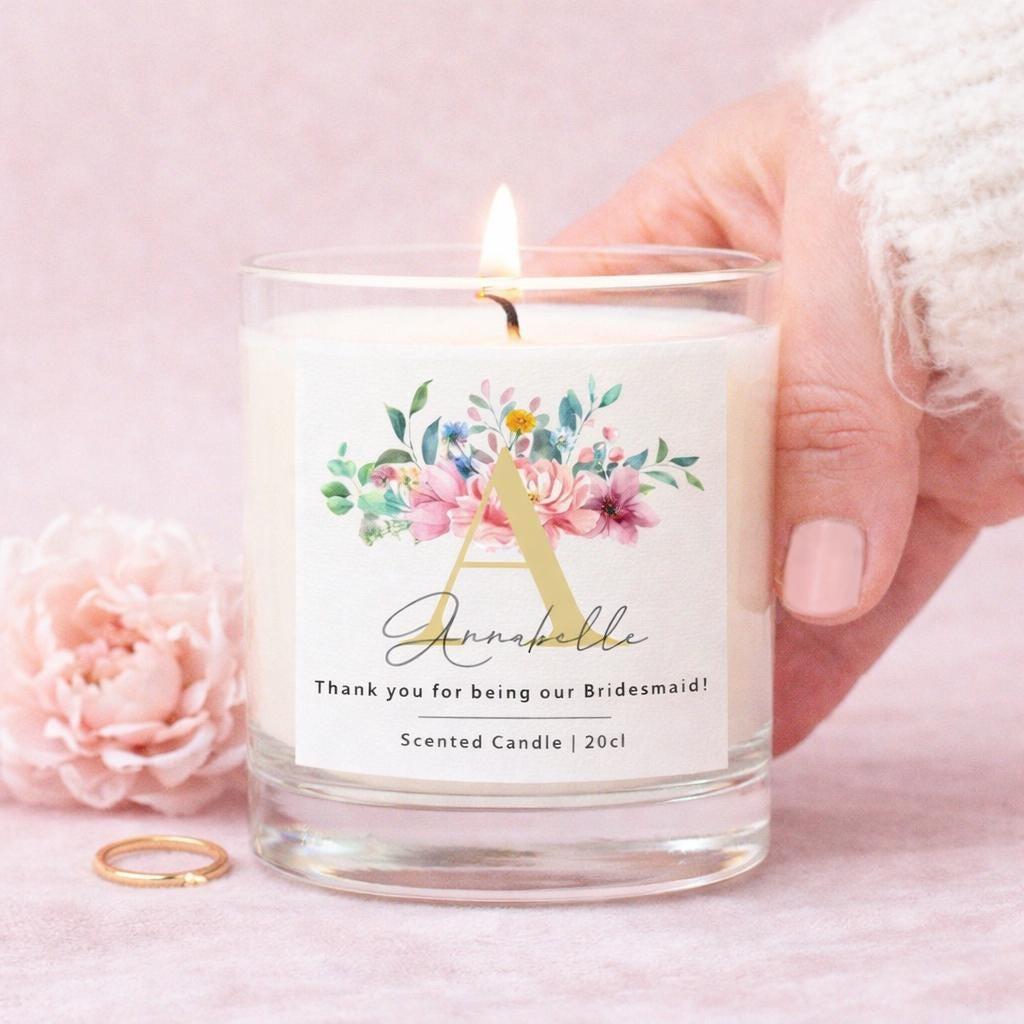 Personalized handmade candle bridesmaid gift